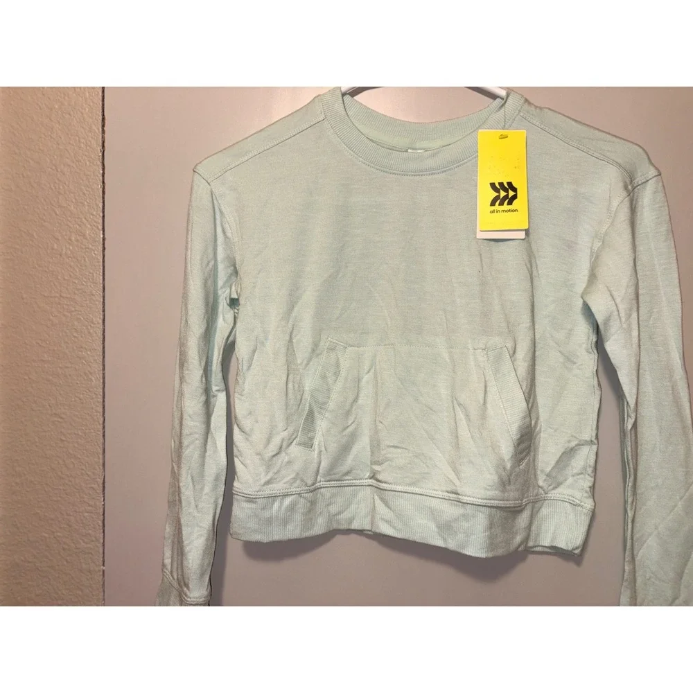 All In Motion Kids Cozy Soft‎ Crew Sweatshirt Mint Green Size S 6/7 NWT